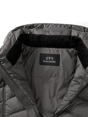 Men's Casual 90% White Duck Down Hooded Grey Down Jacket