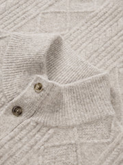 Men's Commuter Button Half-Placket Geometric Knit Top