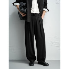 Men's Commuter Black Relaxed-Fit Trousers