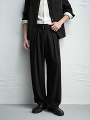 Men's Commuter Black Relaxed-Fit Trousers