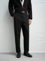 Men's Casual Tapered Black Drape-Fit Trousers