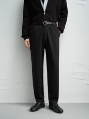 Men's Casual Tapered Black Drape-Fit Trousers