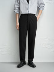 Men's Casual Tapered Black Drape-Fit Trousers