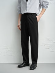 Men's Casual Tapered Black Drape-Fit Trousers