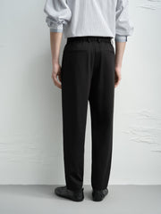 Men's Casual Tapered Black Drape-Fit Trousers