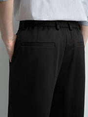 Men's Casual Tapered Black Drape-Fit Trousers