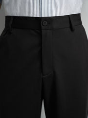 Men's Casual Tapered Black Drape-Fit Trousers