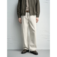 Men's Casual Straight-Leg Denim-Look White Pants