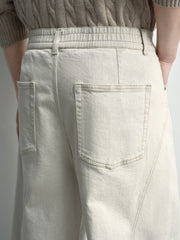 Men's Casual Straight-Leg Denim-Look White Pants