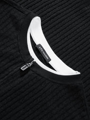 Men's Casual Grey Faux-Layer Cable-Knit Sweater