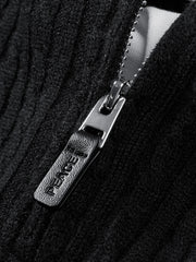 Men's Casual Grey Faux-Layer Cable-Knit Sweater
