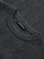 Men's Casual Grey 3D-Line Textured Pullover Sweater