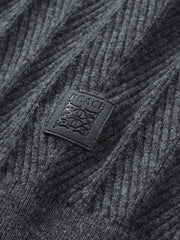 Men's Casual Grey 3D-Line Textured Pullover Sweater