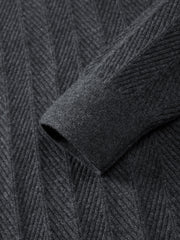 Men's Casual Grey 3D-Line Textured Pullover Sweater