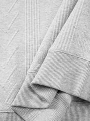 Men's Casual Grey Jacquard-Texture Half-Zip Sweatshirt
