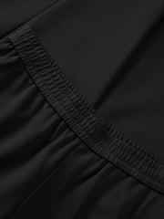 Men's Casual Black Letter-Patch Elastic-Waist Sweatpants