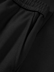 Men's Casual Black Letter-Patch Elastic-Waist Sweatpants
