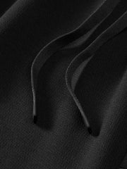 Men's Casual Black Letter-Patch Elastic-Waist Sweatpants