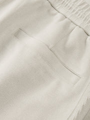 Men's Casual Beige Jacquard Elastic-Waist Pants