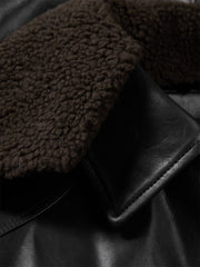 Men's PU Padded Jacket with Faux Fur Collar