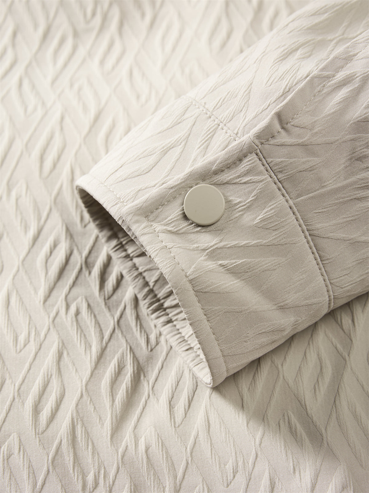 Men's Beige 3D Jacquard Down Shirt Jacket