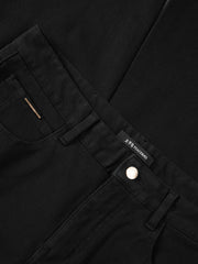 Men's Casual Black Slim-Fit Tapered Jeans