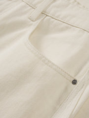 Men's Casual White Relaxed-Fit Elastic-Waist Jeans