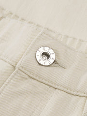 Men's Casual White Relaxed-Fit Elastic-Waist Jeans