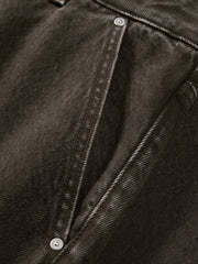 Men's Casual Brown 100% Cotton Curved-Leg Pants