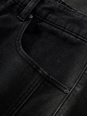 Men's Casual Dark Grey Gradient Relaxed Curved-Leg Jeans