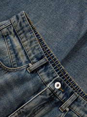 Men's Casual Relaxed Washed Curved-Leg Jeans