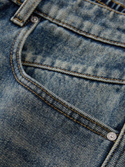 Men's Casual Relaxed Washed Curved-Leg Jeans