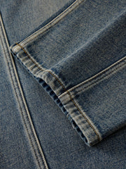 Men's Casual Relaxed Washed Curved-Leg Jeans