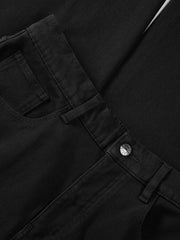 Men's Casual Black Straight-Leg Jeans