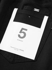 Men's Casual Black Straight-Leg Jeans