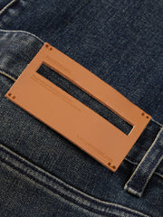 Men's Casual Heat-Retaining Straight-Leg Whiskered Wash Jeans