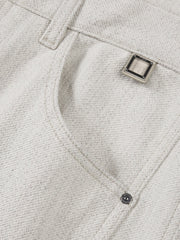 Men's Casual White High-Density Twill Denim Pants