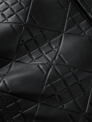 Men's Embossed Short Leather Jacket with Down Liner
