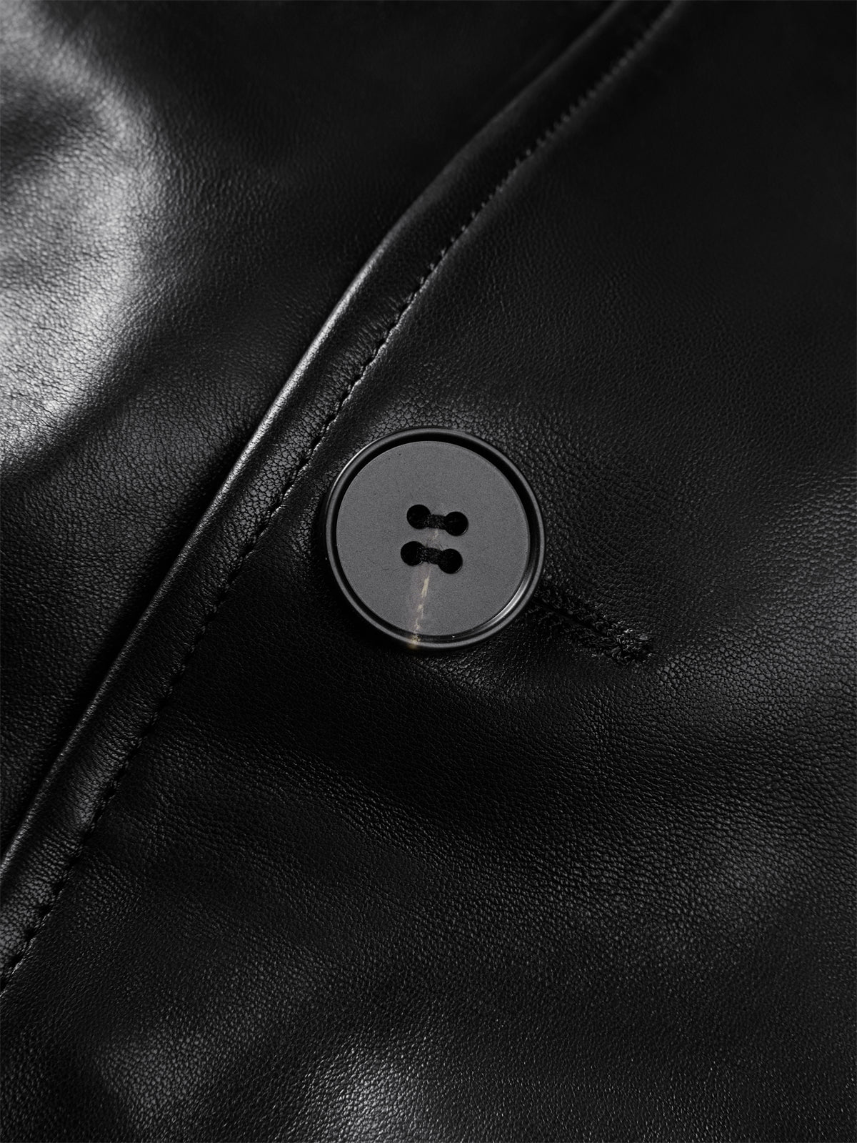 Men's Long Double-Breasted Leather Coat