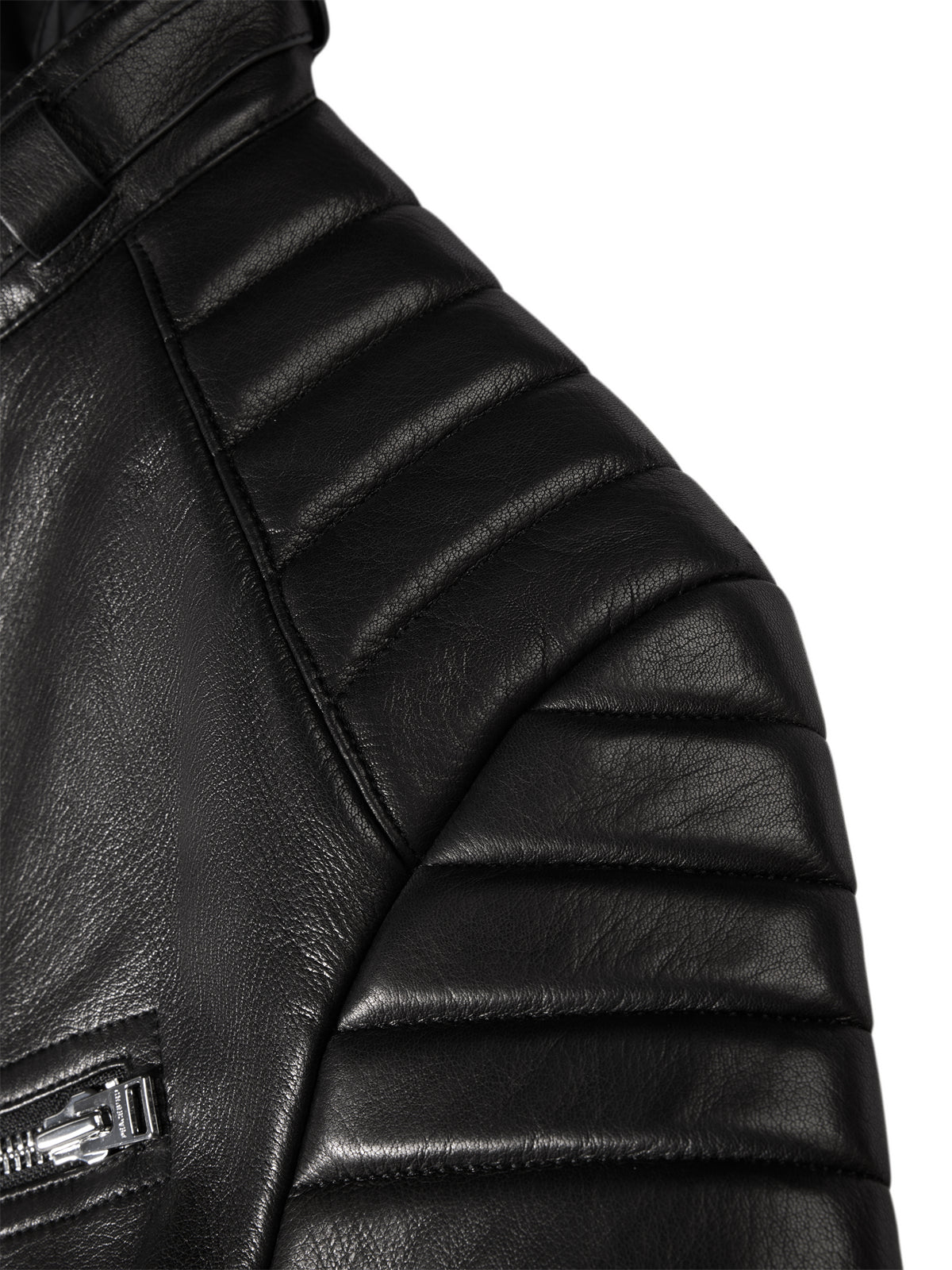 Men's Zip-Detail Moto Leather Jacket