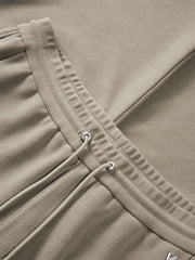 Men's Khaki Drawstring-Waist Straight Pants