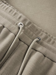 Men's Khaki Drawstring-Waist Straight Pants