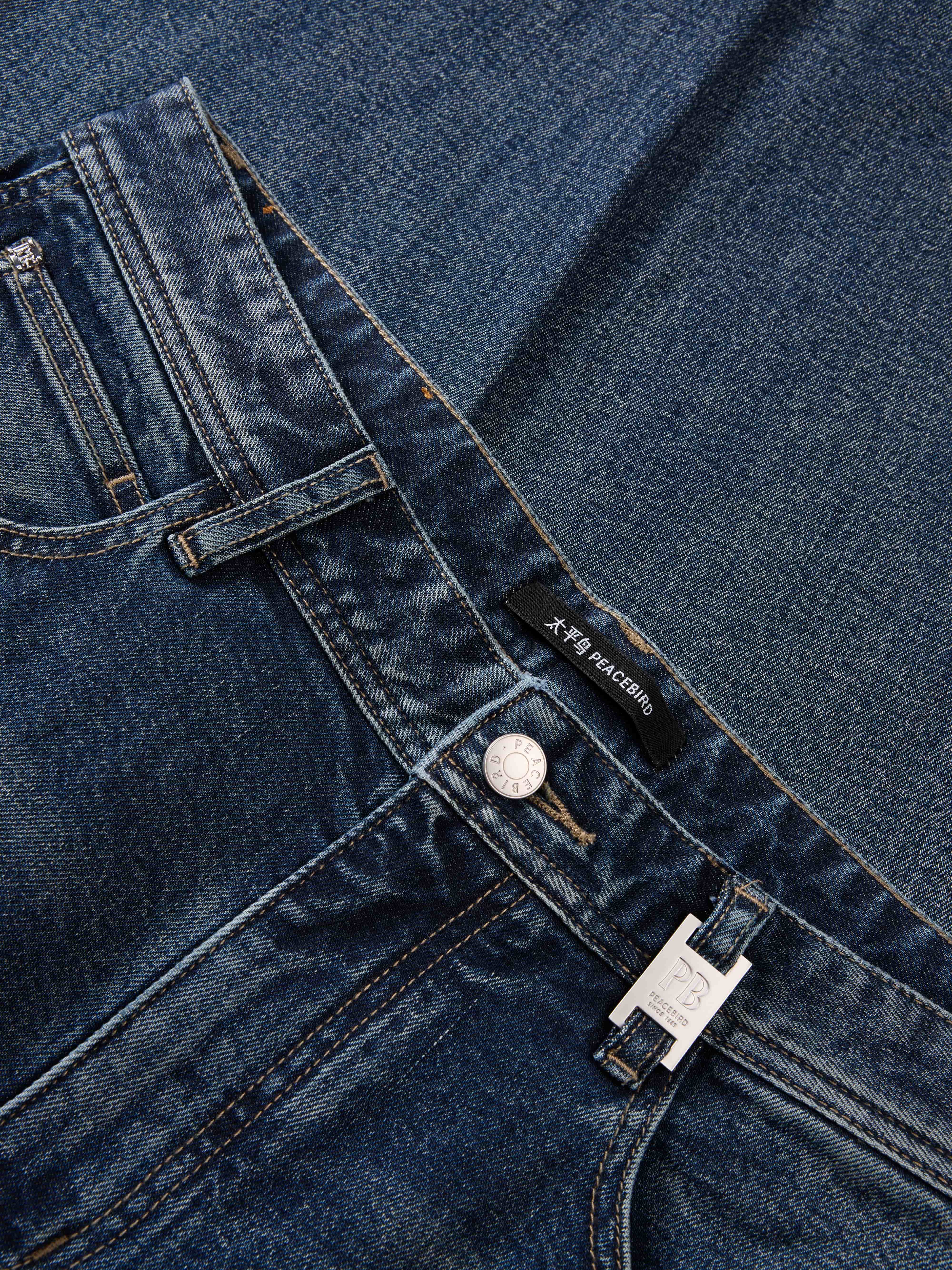 Men's Distressed Tapered Jeans with Pocket Detail