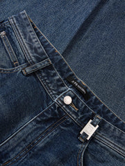 Men's Distressed Tapered Jeans with Pocket Detail