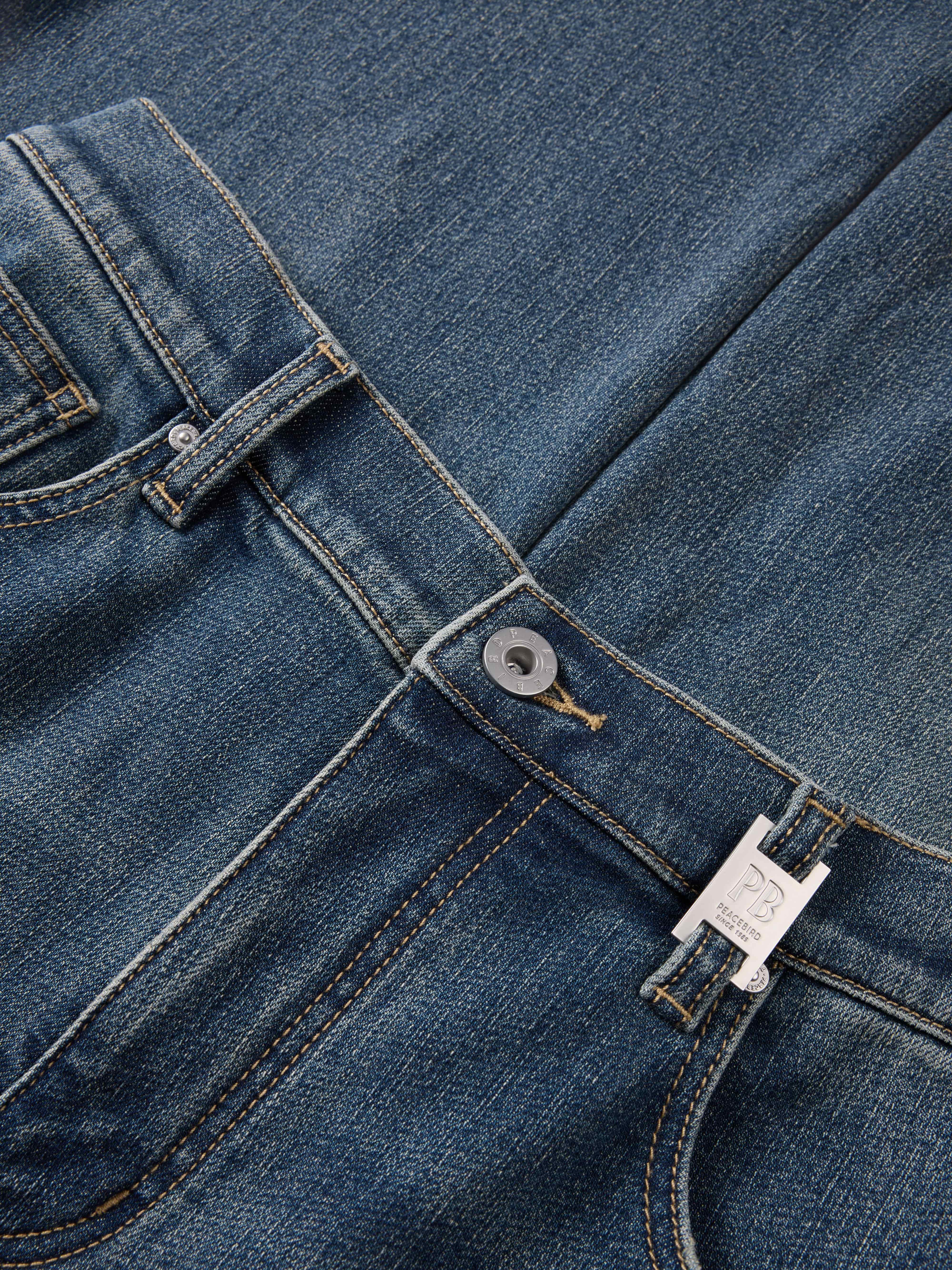 Men's Elastic-Waist Straight Jeans