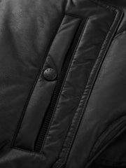 Men's Casual PU Leather Panel-Collar Down Jacket