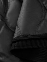 Men's Casual PU Leather Panel-Collar Down Jacket