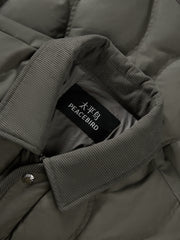 Men's Casual PU Leather Panel-Collar Down Jacket