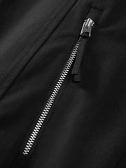 Men's Casual Black Stand-Collar Zip Jacket