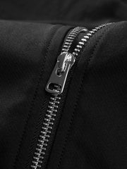Men's Casual Black Stand-Collar Zip Jacket
